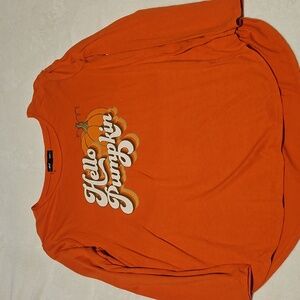 State Of Mine Orange Hello Pumpkin Long Sleeve T Shirt XXL